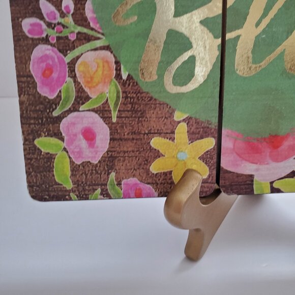 SPRING Decor Sign MDF Wood Sign Planks Florals & LIVE LIFE IN FULL BLOOM Script - Picture 3 of 9